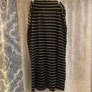 Black and white striped maxi skirt.